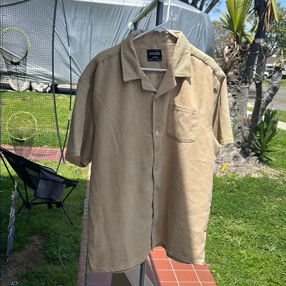 Corduroy Tan Men's Button Down Shirt